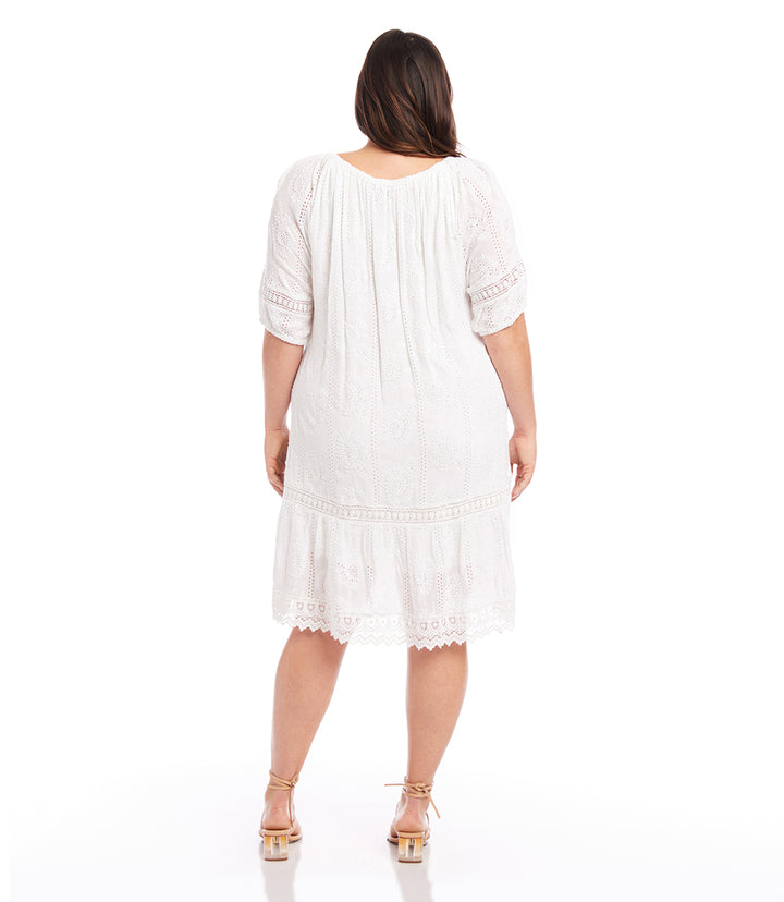 Plus Size Short Sleeve Embroidered Dress