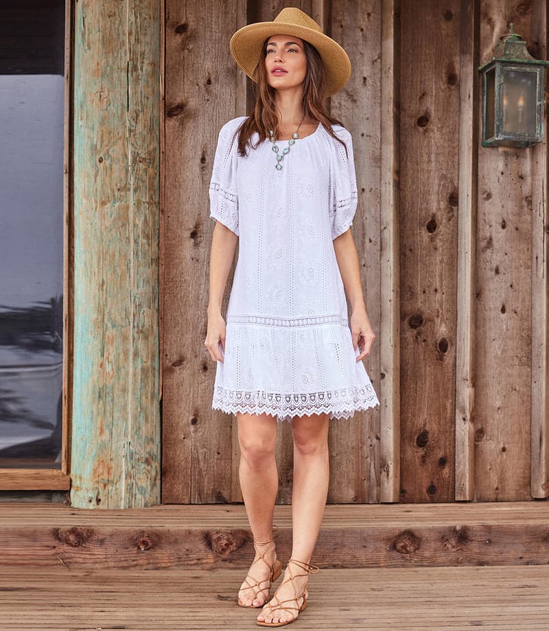 Short Sleeve Embroidered Dress