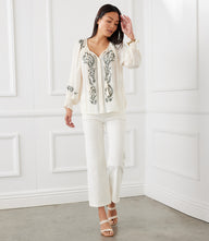 Embroidered Peasant Top