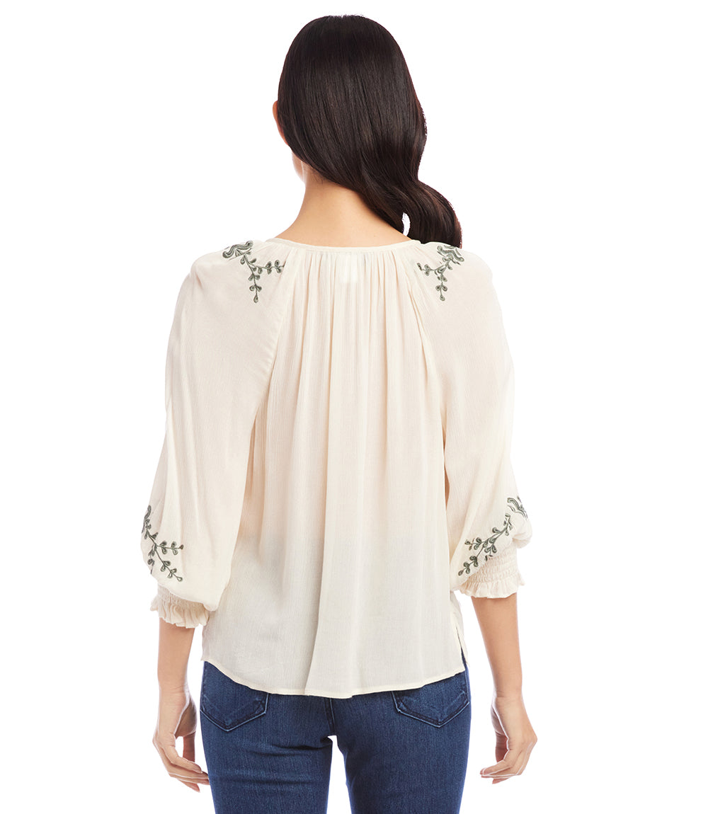 Embroidered Peasant Top