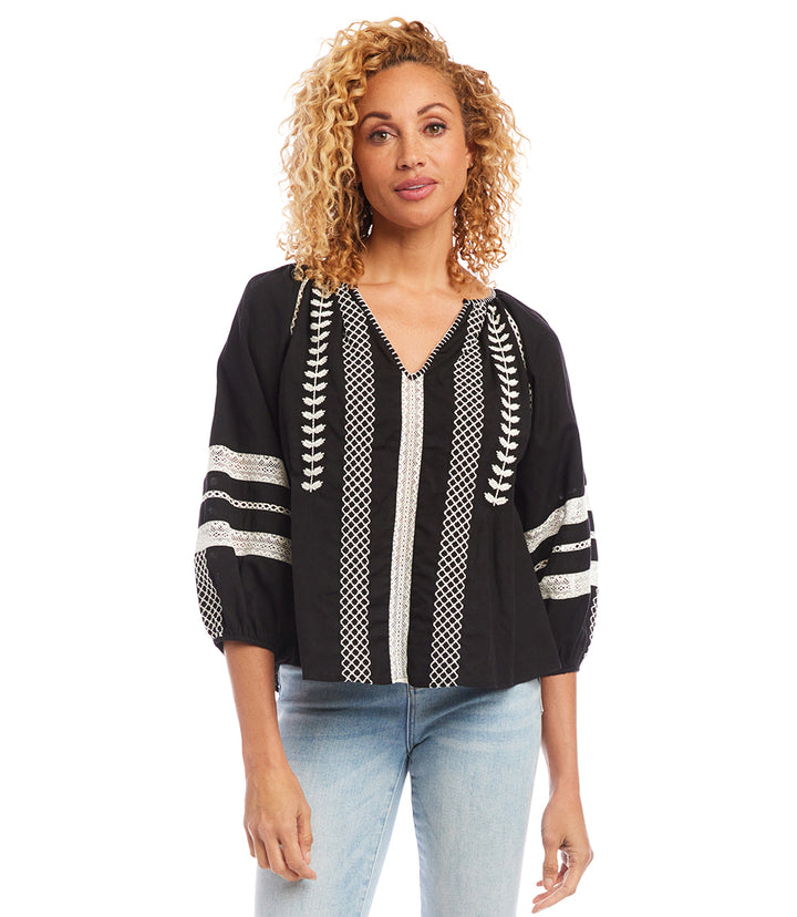 Embroidered Peasant Top
