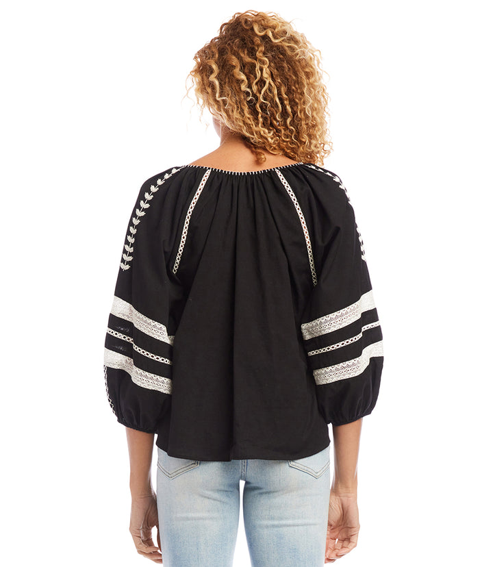 Embroidered Peasant Top