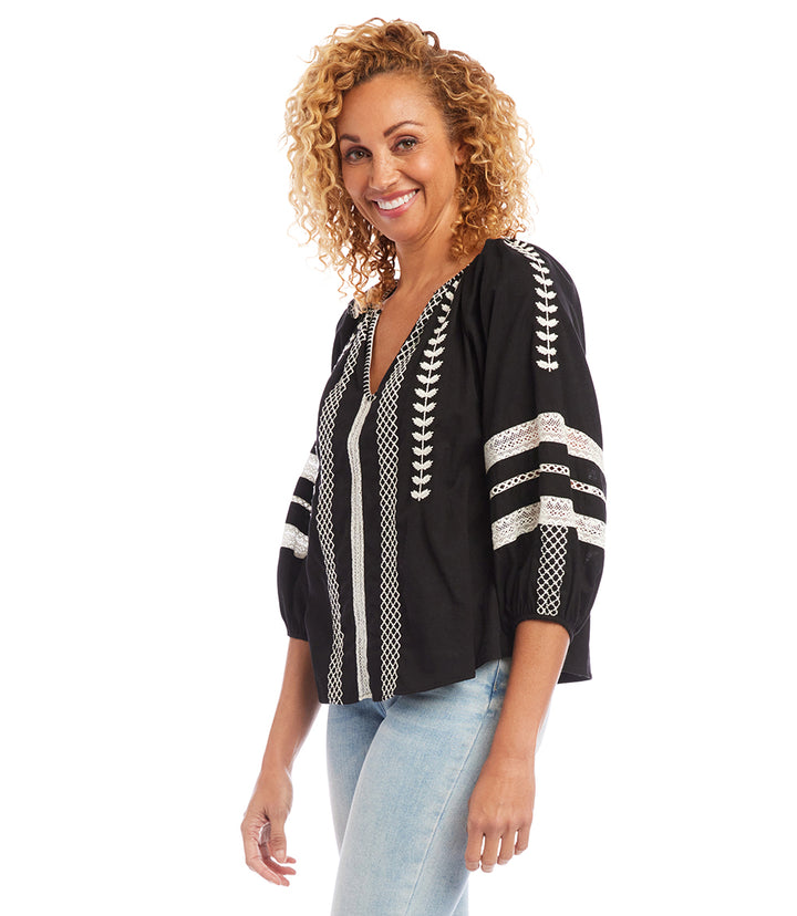 Embroidered Peasant Top