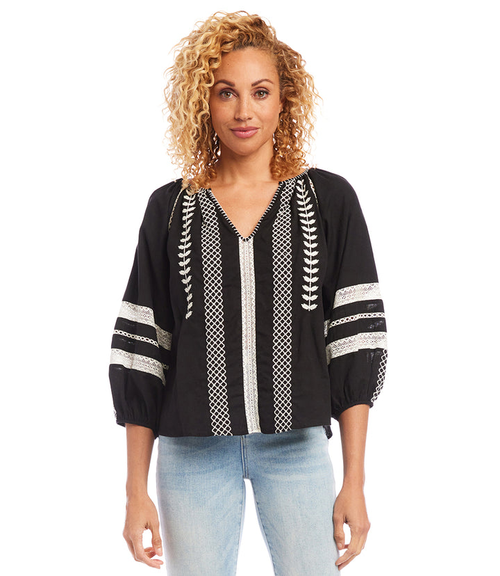 Embroidered Peasant Top