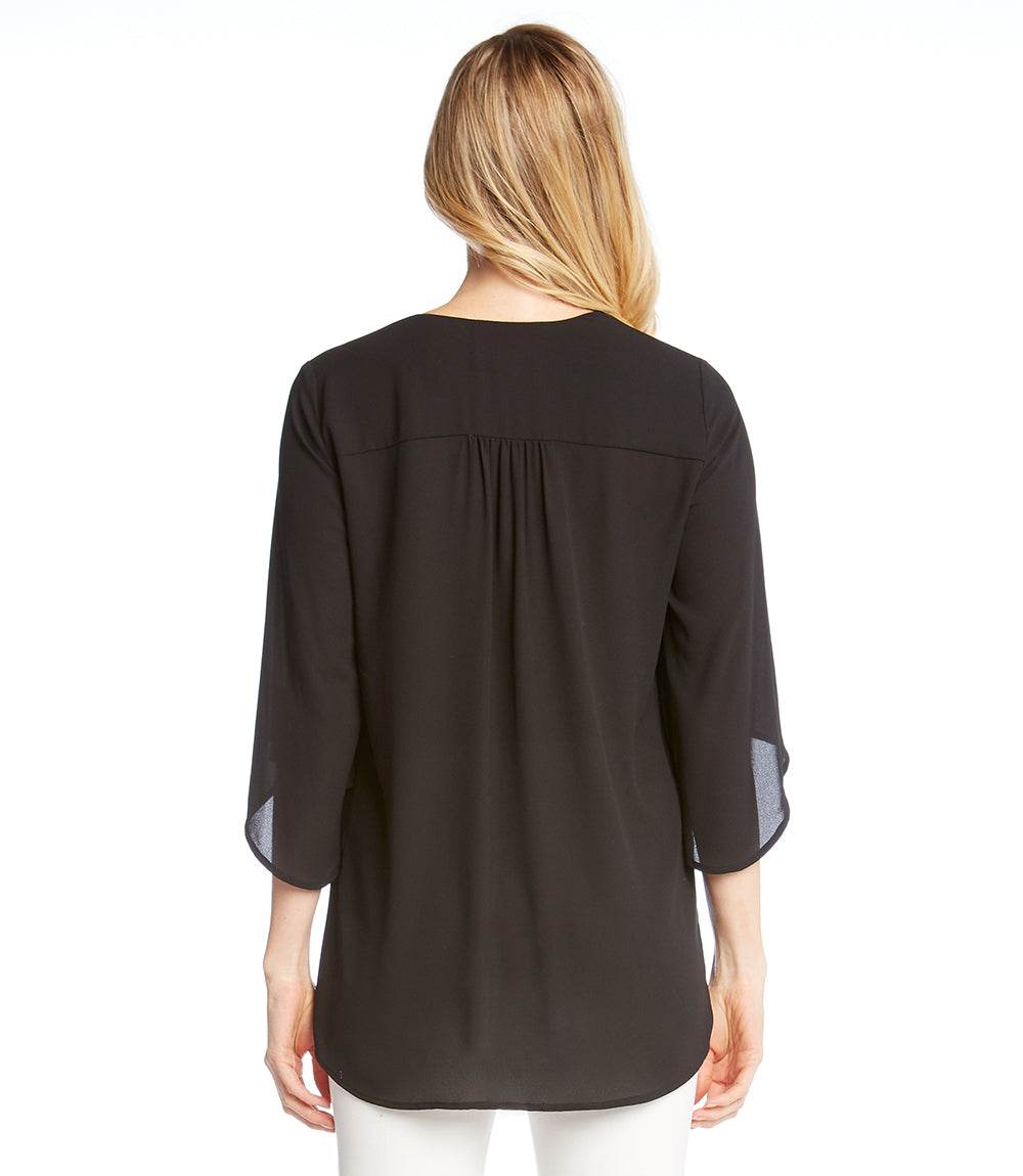 Petite Size Bracelet Sleeve Asymmetric Top