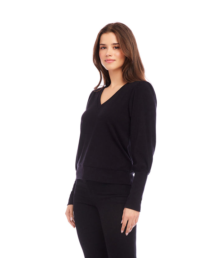 V-Neck Bishop Sleeve Top