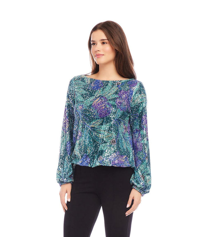 Sequin Boatneck Top