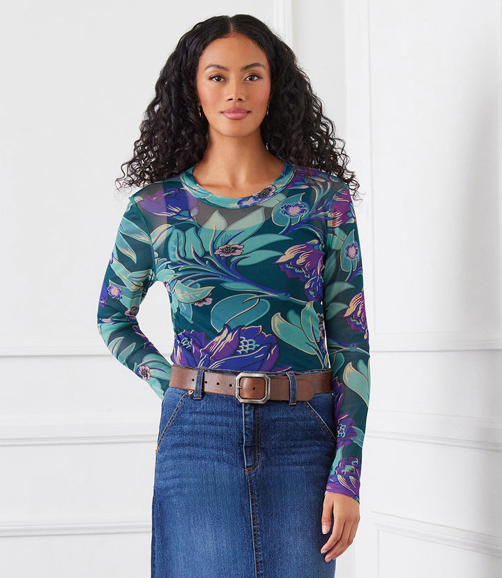 Long Sleeve Mesh Top