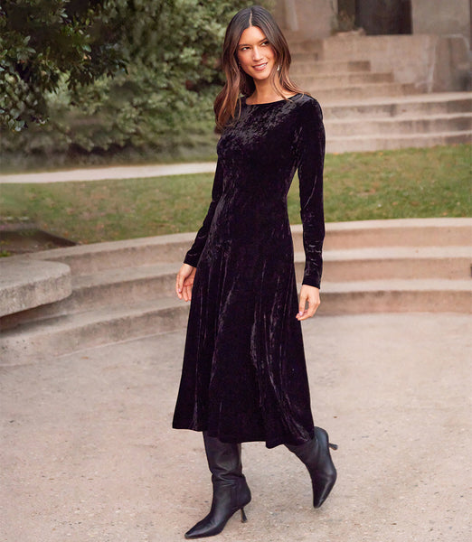 Kate Long Sleeve Velvet Midi Dress