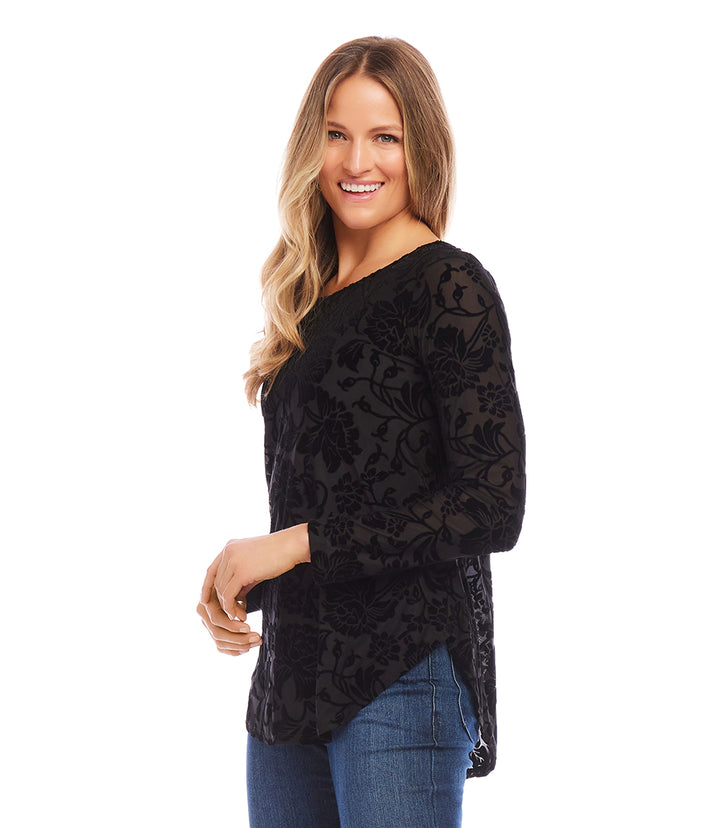 Velvet Burnout Shirttail Top