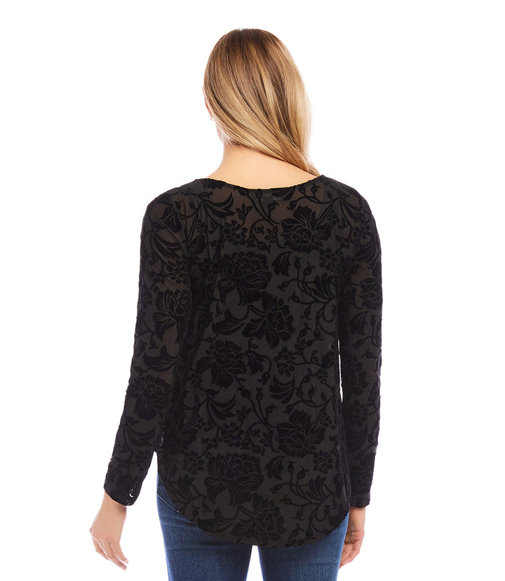 Velvet Burnout Shirttail Top