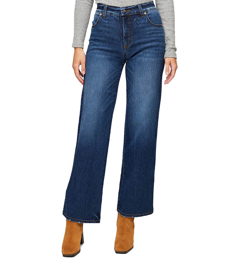 Women's Jessie Jeans in stretch denim with high rise and straight leg design, dark blue color