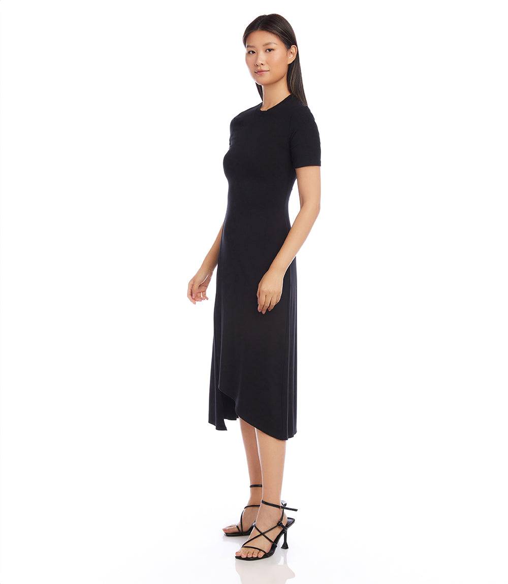 Karen Kane Women's Petites Asymmetric Slit Hem Dress - Black - Size P/XS Karen Kane Women's Petites Asymmetric Slit Hem Dress - Black - Size P/XS