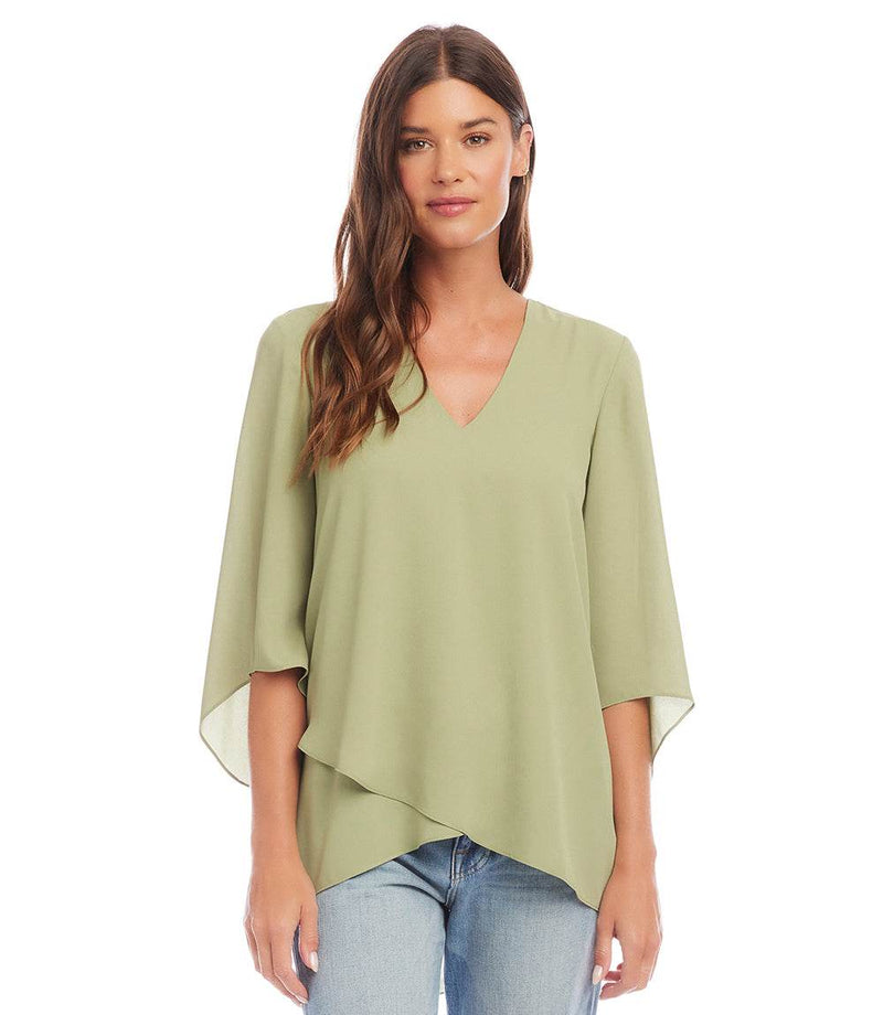 Moss Bracelet Sleeve Asymmetric Top Karen Kane