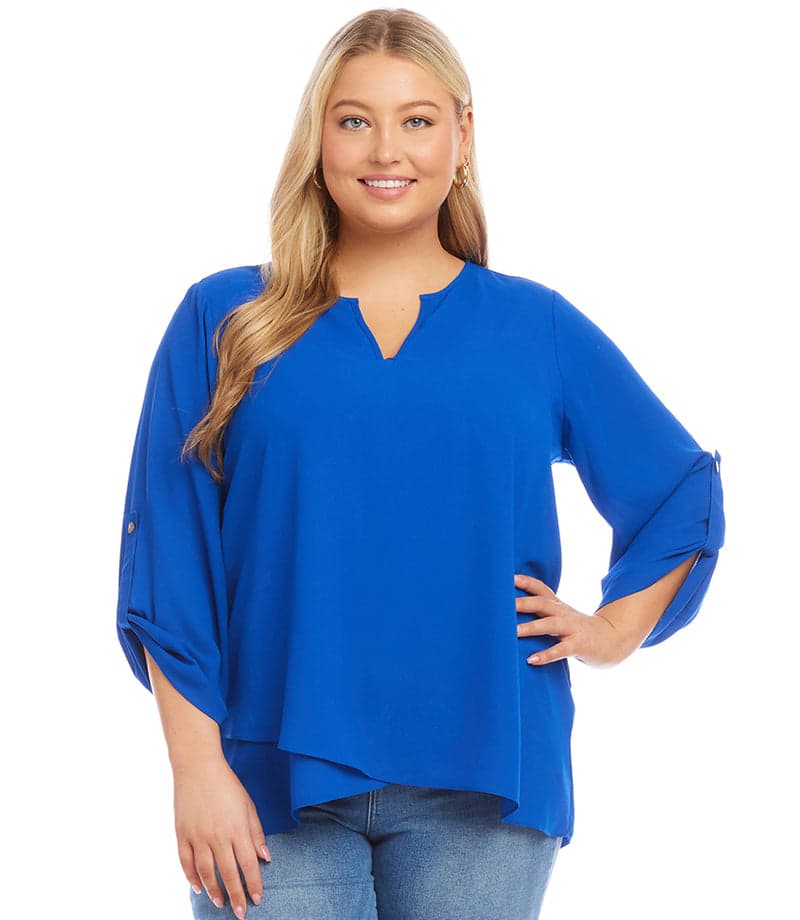 Plus Size Roll Tab Sleeve Top