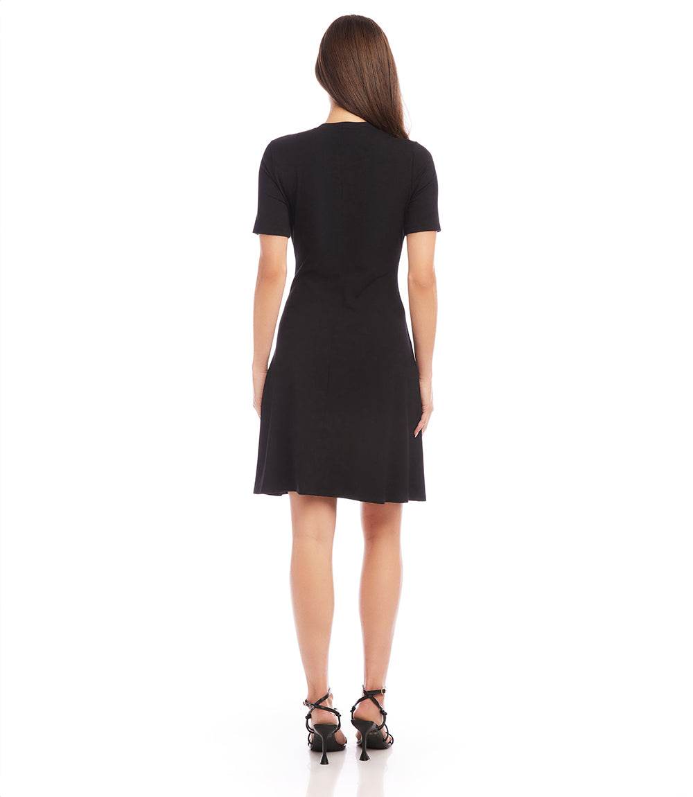Karen Kane Short Sleeve A-Line Dress Black L / Black Karen Kane Short Sleeve A-Line Dress Black L / Black