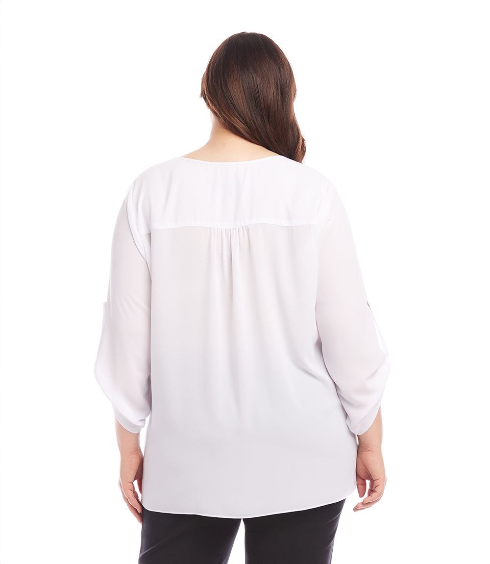 Plus Size Asymmetric Hem Wrap Top