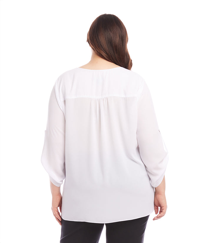 Plus Size Asymmetric Hem Wrap Top