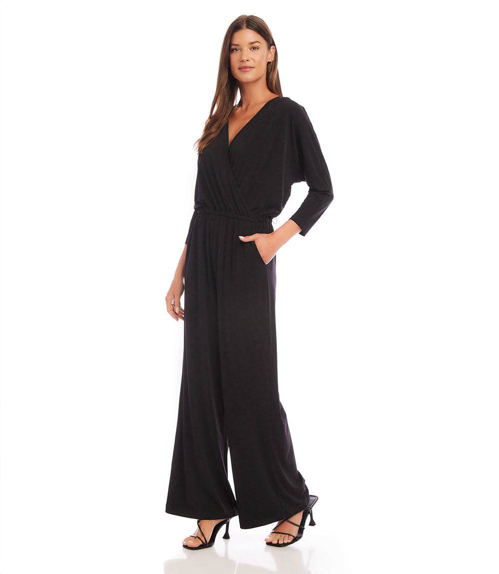 Black Jersey Scoop Neck Jumpsuit - Kadia main image 1