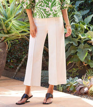 Pintuck wide leg pants with ankle-length cropped design and subtle texture detail
