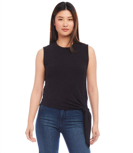 Black Petite Size Side-Tie Top | Karen Kane