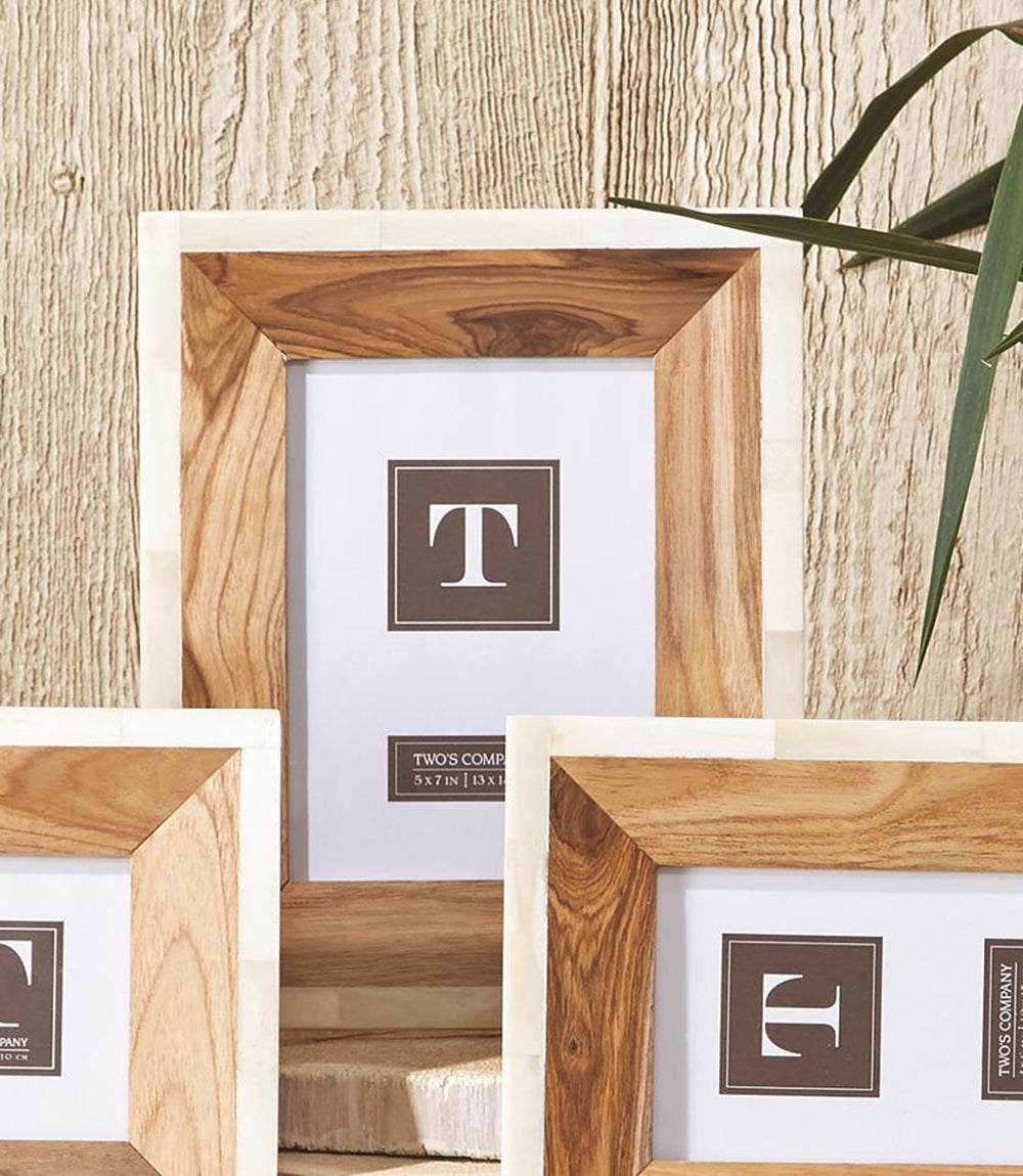 Large Picture Frame Base Large Wood Picture Frame - Elegant Teakwood & Bone Photo Display ...