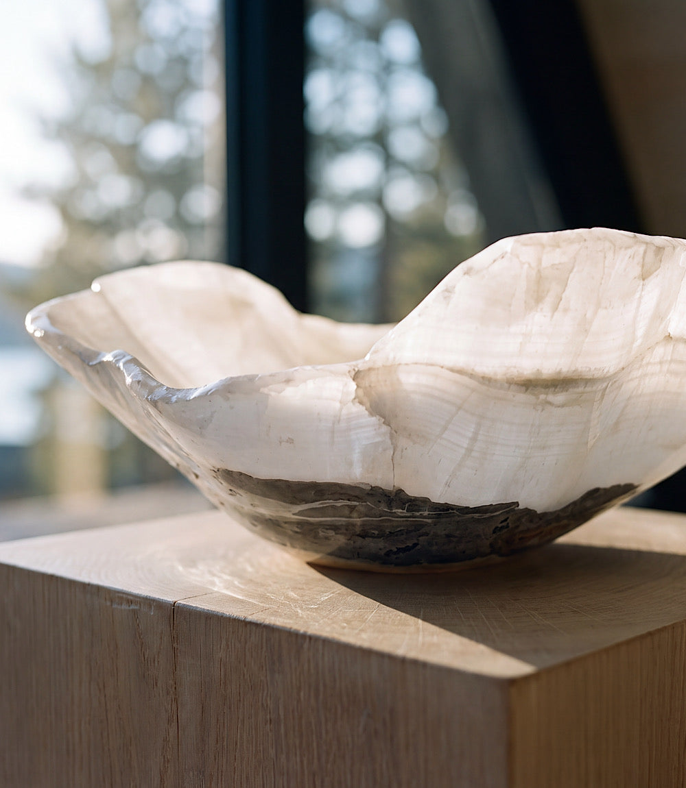 Meridian Hand-Carved Natural Onyx Freeform Bowl