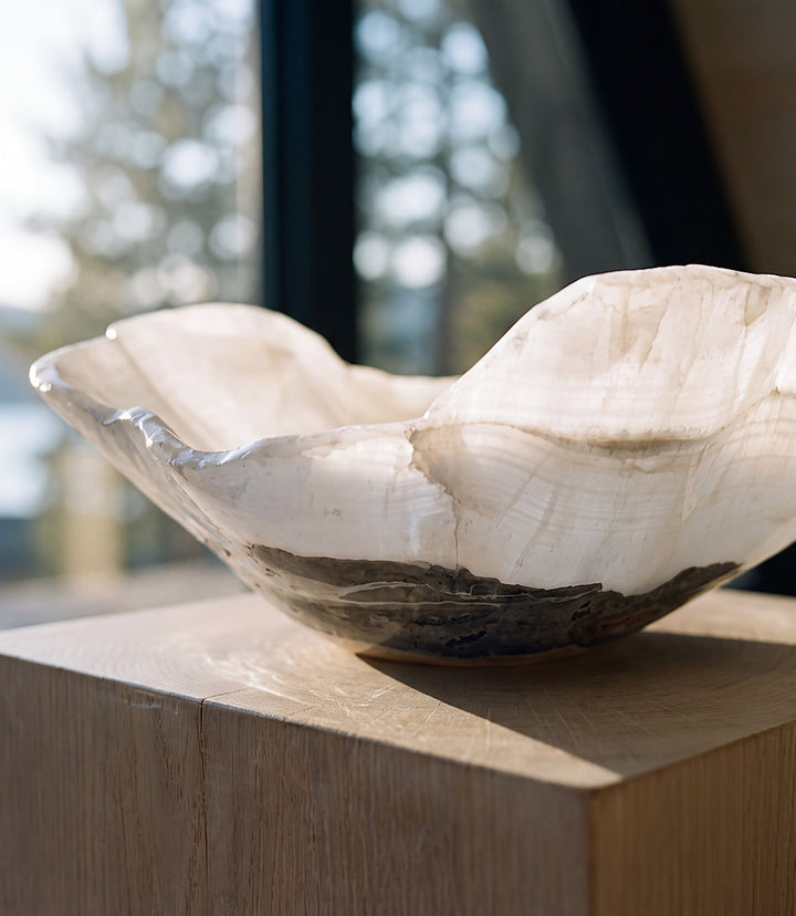 Meridian Hand-Carved Natural Onyx Freeform Bowl