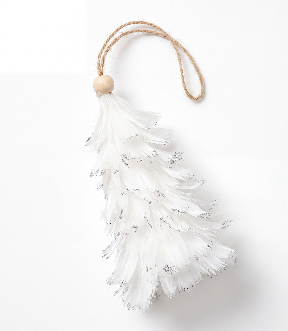 Flocked Feather Tree Ornament