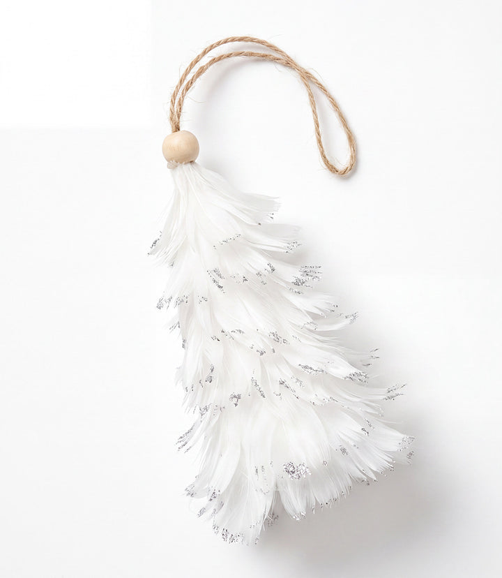 Flocked Feather Tree Ornament