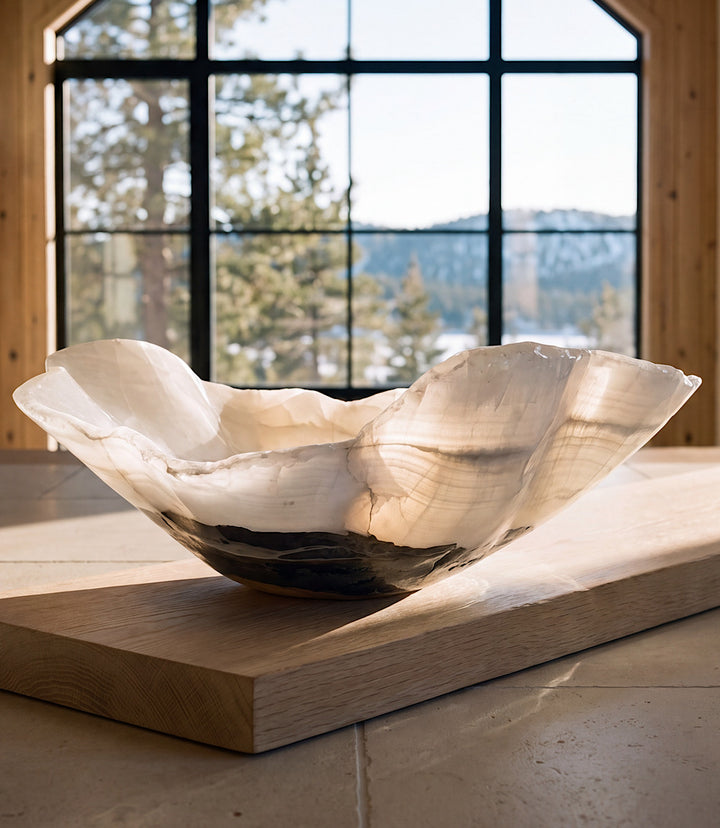 Meridian Hand-Carved Natural Onyx Freeform Bowl
