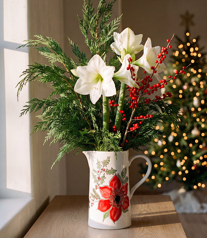 Festive Bloom Ceramic Pitcher