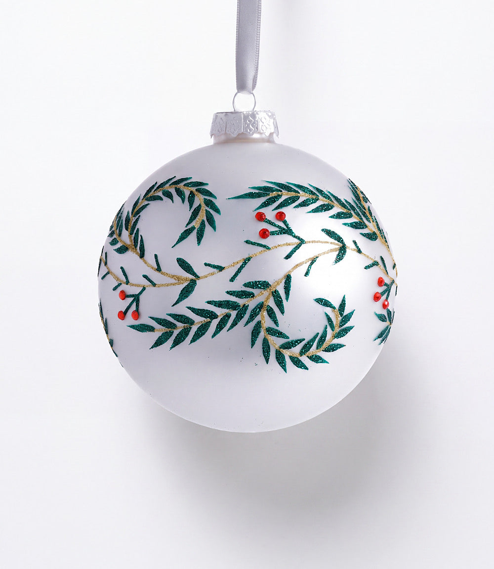 Metallic Leaf Glass Ball Ornament