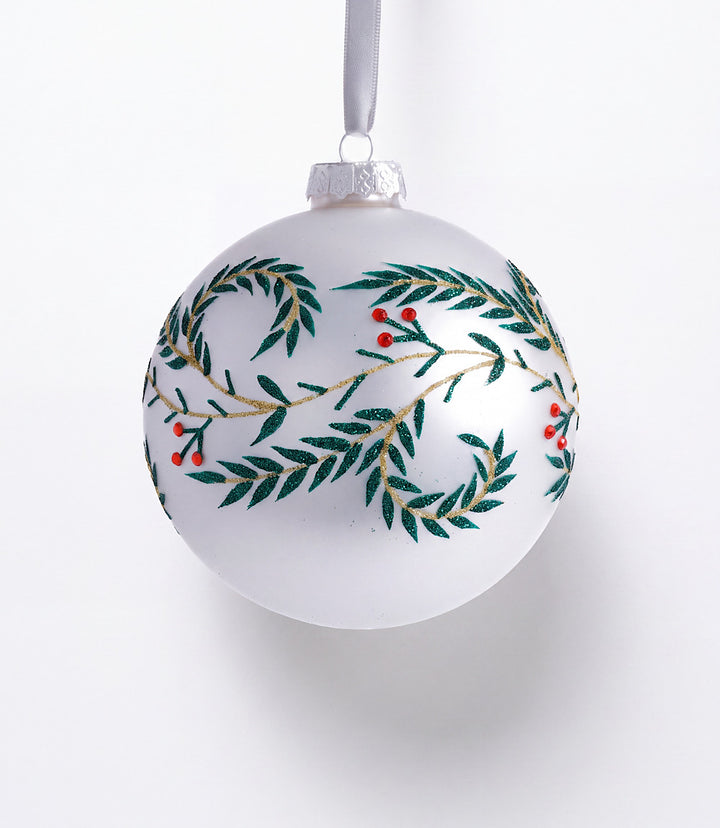 Metallic Leaf Glass Ball Ornament