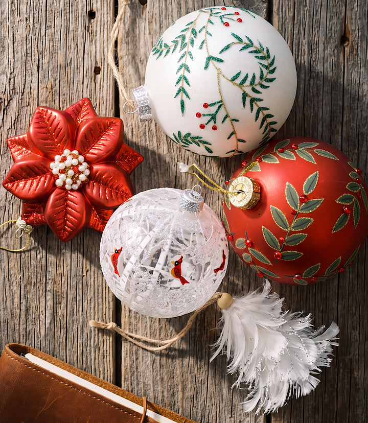 Poinsettia Glass Ornament
