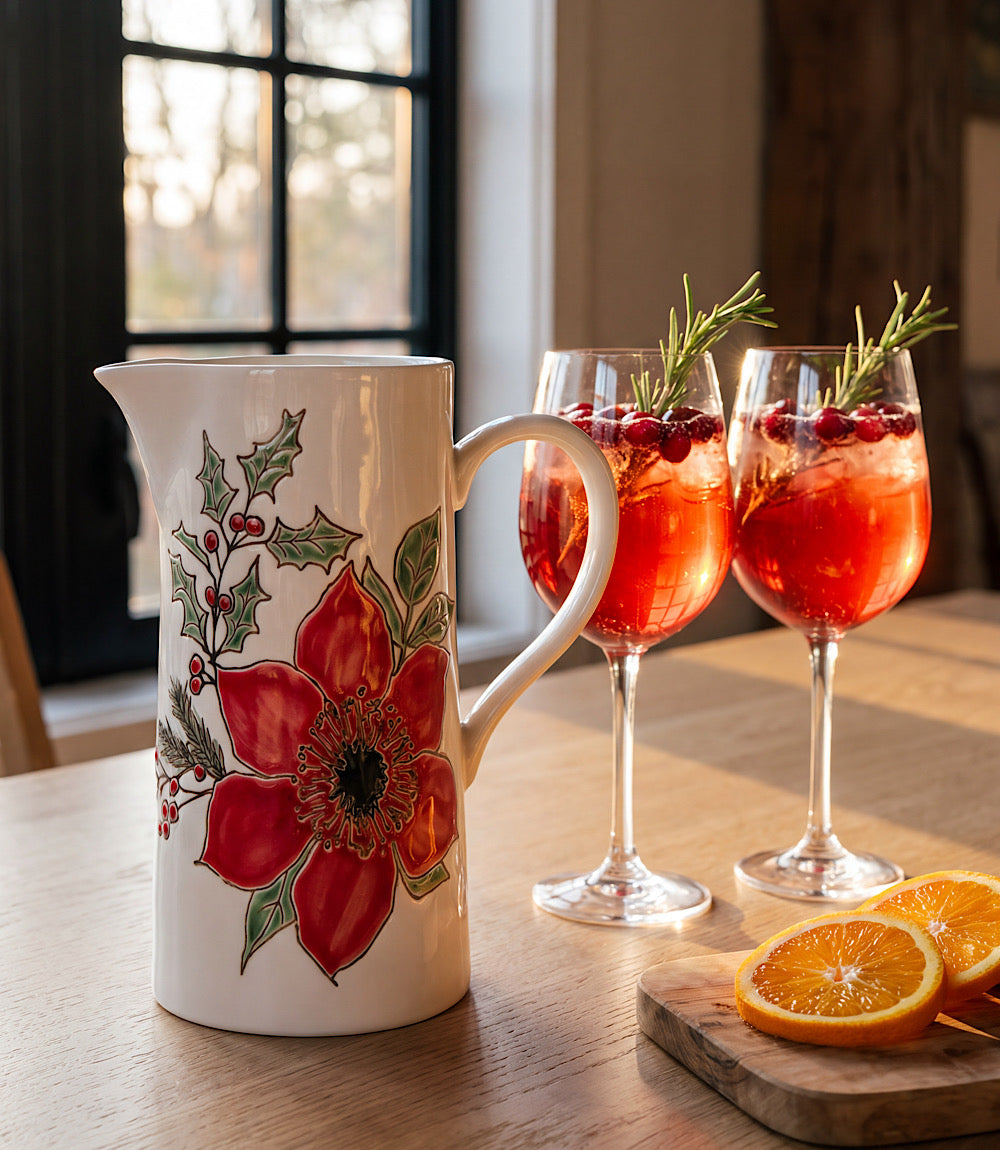 Festive Bloom Ceramic Pitcher