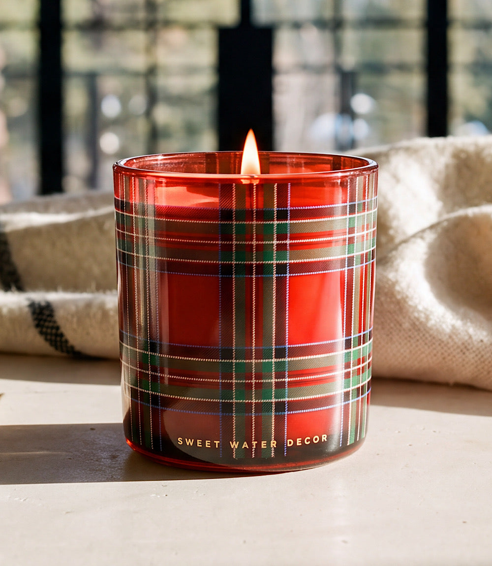 Plaid Glass Candle