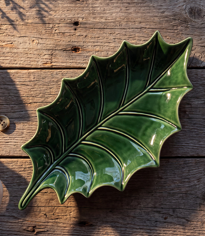 Holly Leaf Ceramic Serving Platter