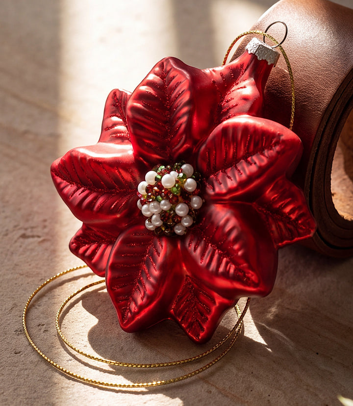 Poinsettia Glass Ornament