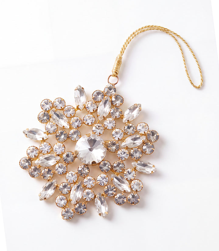 Golden Crystal Snowflake Ornament