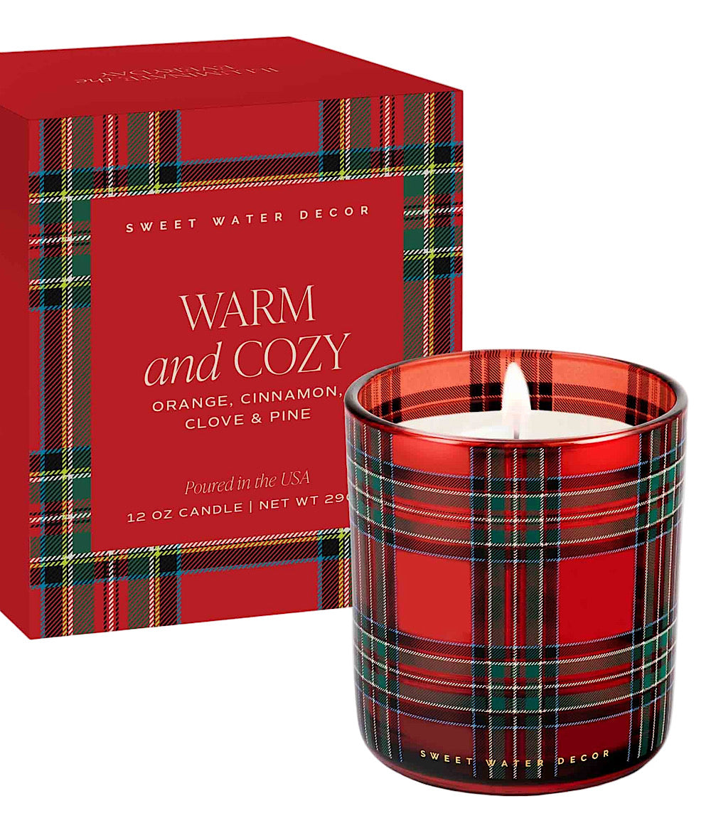 Plaid Glass Candle