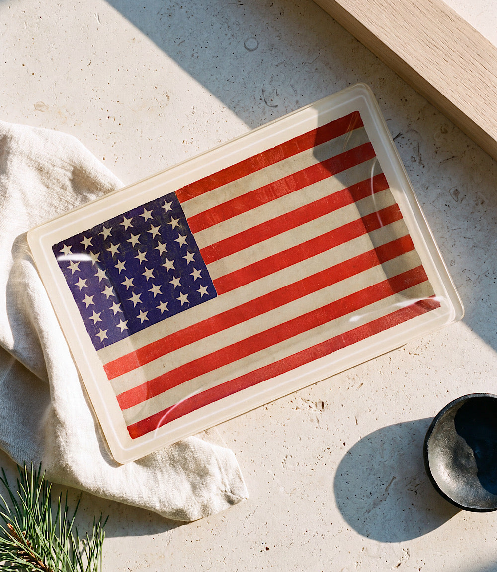 American Flag Decoupage Glass Tray