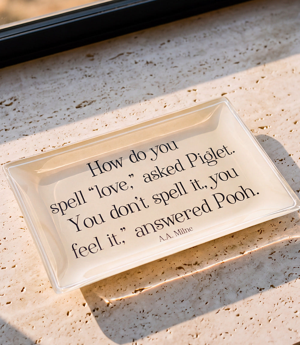 How Do You Spell Love Decoupage Glass Tray