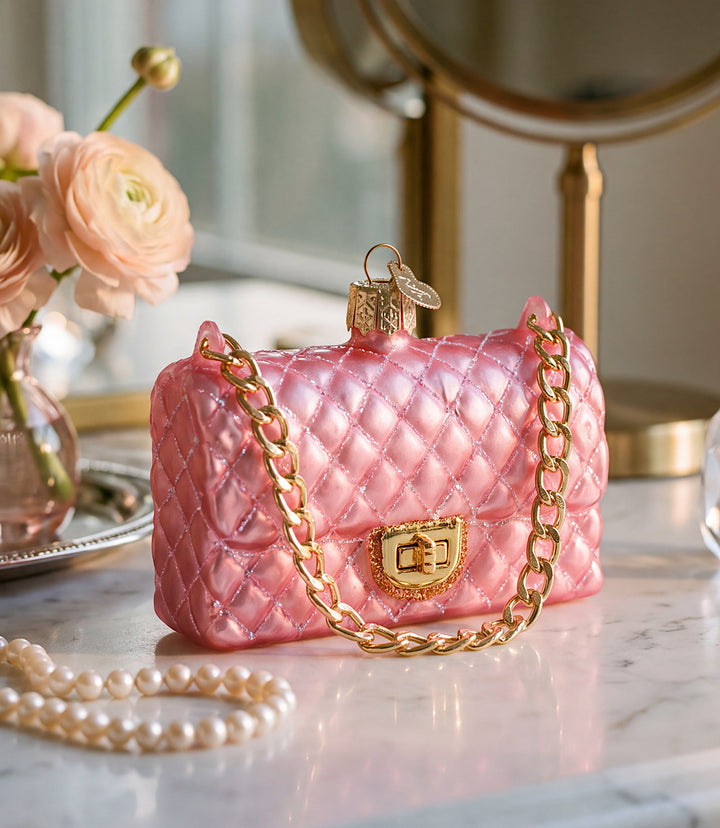 Quilted Purse Glass Ornament