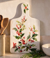 Holly Berry Ceramic Serving Board