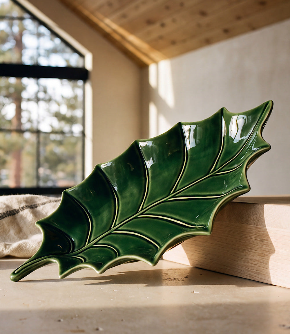 Holly Leaf Ceramic Serving Platter