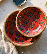 Tartan Wooden Bowls, Set Of 2
