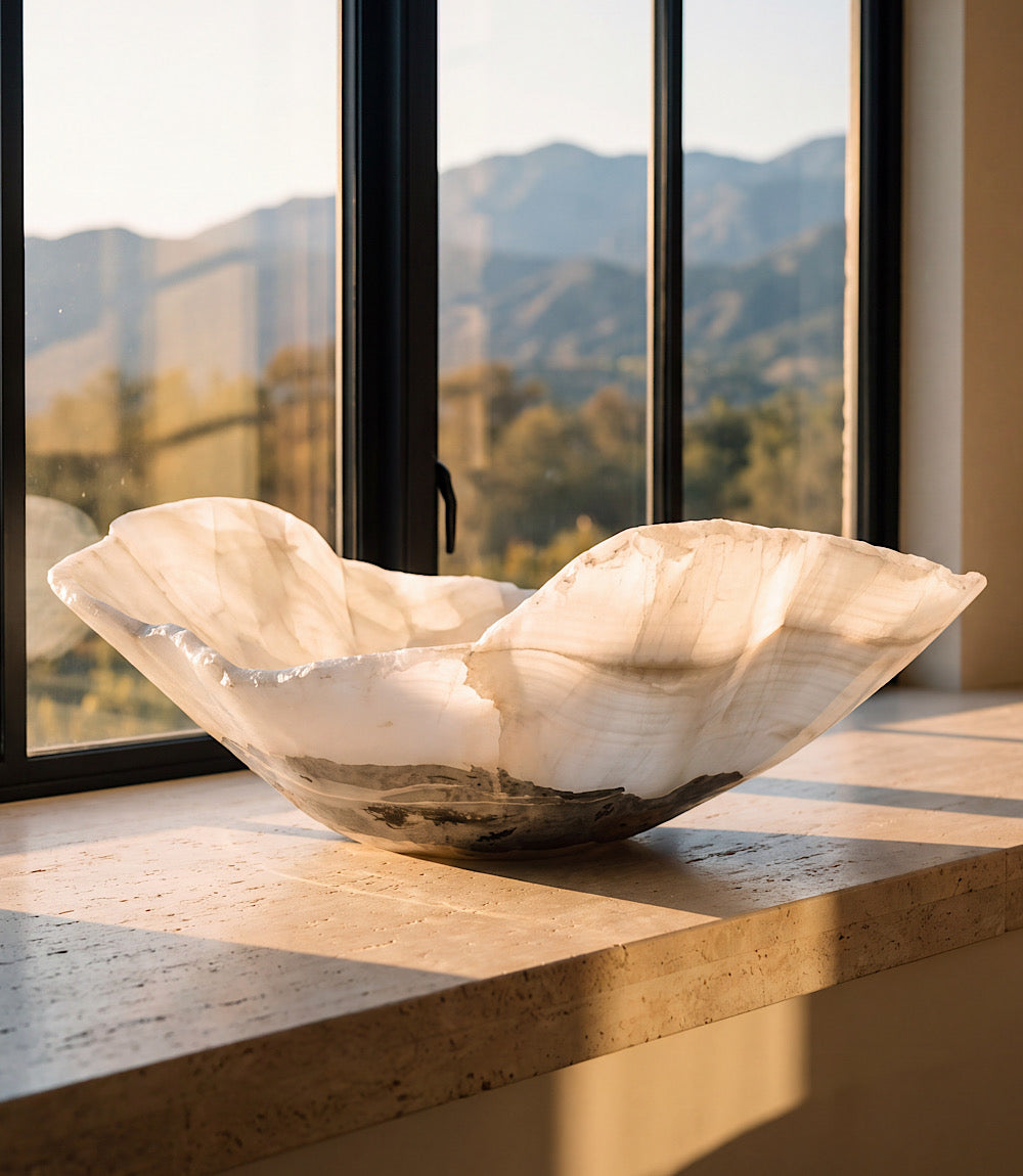 Meridian Hand-Carved Natural Onyx Freeform Bowl