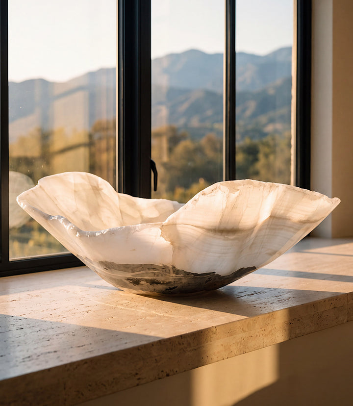 Meridian Hand-Carved Natural Onyx Freeform Bowl