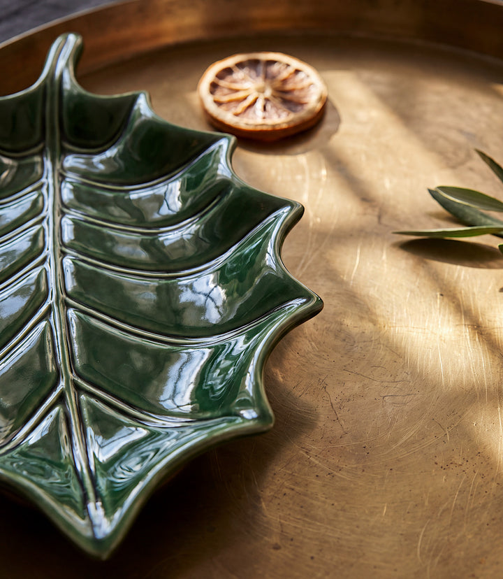 Holly Leaf Ceramic Serving Platter